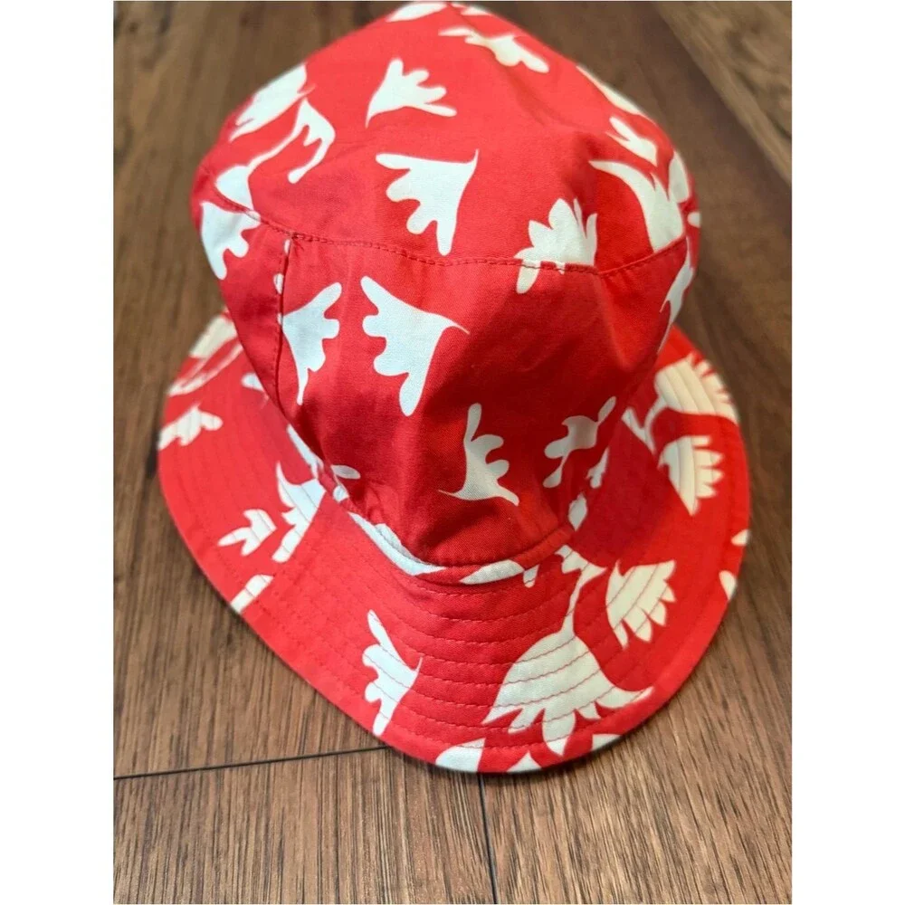 Borsalino Mistero Bucket Hat Red Floral Unisex Medium Cotton Summer MSRP $225